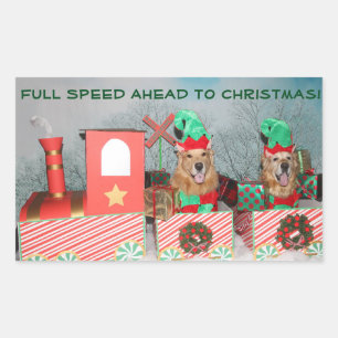 Hastighet för Golden Retriever Fullt före jul Tåg Rektangulärt Klistermärke