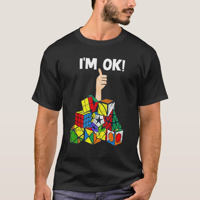 Hastighet Kuba: Jag är okej Math Cube Puzzle Solve T Shirt (Framsida)