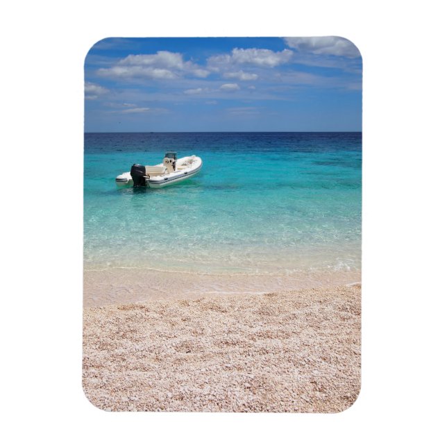 Hastighetsbåt i blått hav magnet (Vertikal)