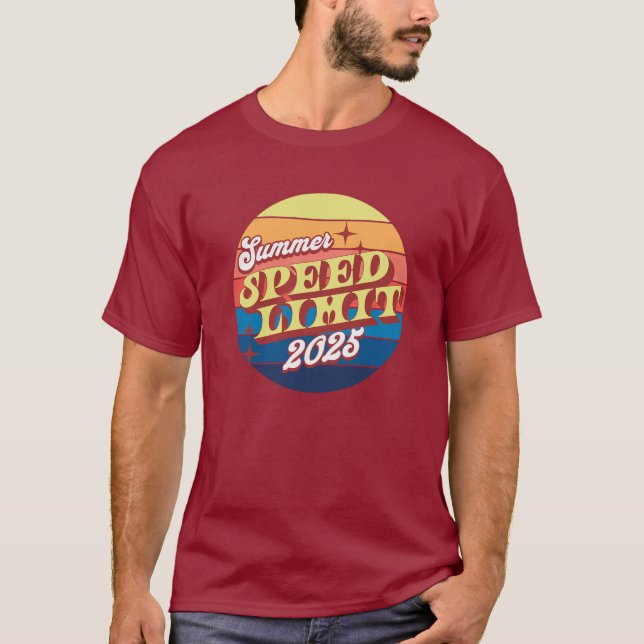 Hastighetsbegränsning Sommaren 2025 Retro Sunset T Shirt (Framsida)