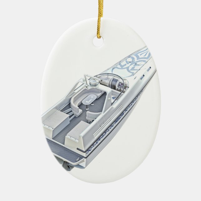 Hastighetsfartyg från ovan julgransprydnad keramik (Framsidan)