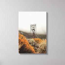 Hastighetsgräns 15 tecken med gyllene sagepensel canvastryck