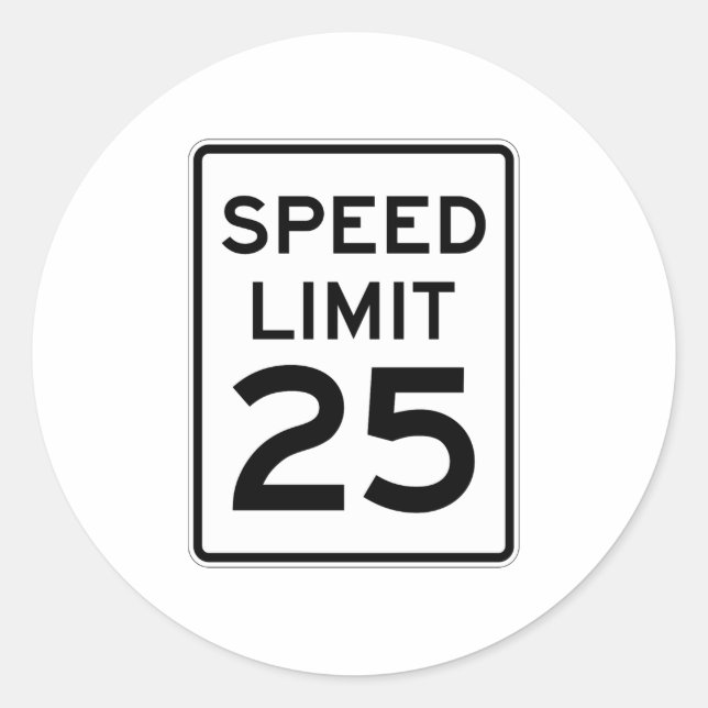 Hastighetsgräns 25 MPH-tecken Runt Klistermärke (Framsida)