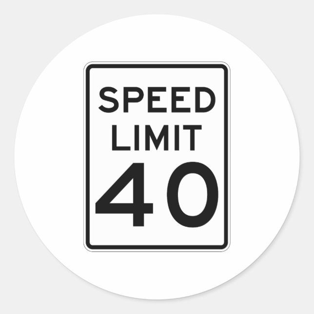 Hastighetsgräns 40 MPH-tecken Runt Klistermärke (Framsida)