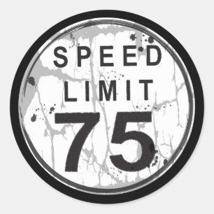 Hastighetsgräns 75 MPH Grungy Sticker Runt Klistermärke
