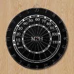 Hastighetsmätare MPH Monogram Garage Dart Board Piltavla<br><div class="desc">Monogram svart,  klassisk bilhastighetsmätare,  ritbord. Svart och vit old school,  klassiskt bilspeedo. Idealisk för manshusen. Gör det personligt genom att lägga till initialerna. Quirky-gåva till den klassiska bilen älskare.</div>