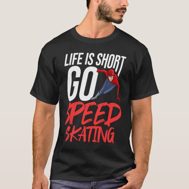 Hastighetsskal för Skaterna Kort Track-arbetsgång  T Shirt (Framsida)