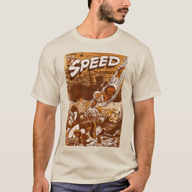 HASTIGHETSTecknader Brown T-Shirt (Framsida)