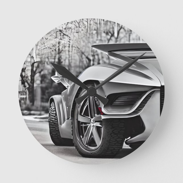 Hastighetsvägselegans: Klassiskt bilentusiastiskt  Rund Klocka (Framsida)