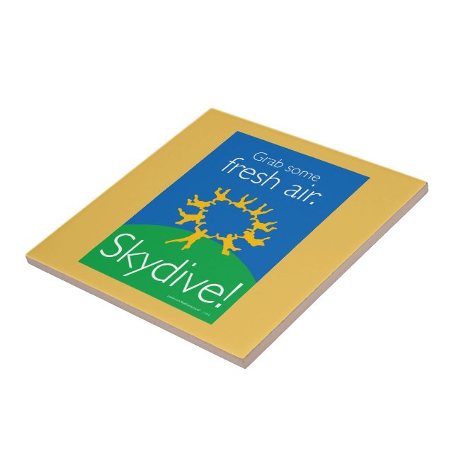 Hastigt grepp någon ny luft. Skydive! Kakelplatta (Sidan)