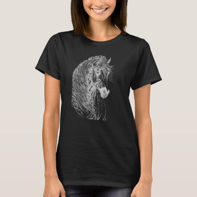 Hästillustration Gift for  Horse T Shirt (Framsida)