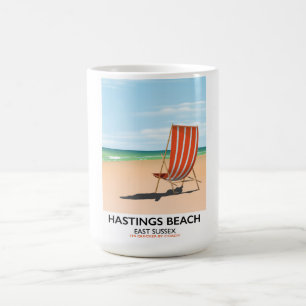 Hastings Beach, Öster Sussex vintage resor poster Kaffemugg