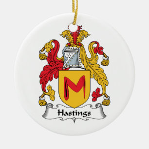 Hastings familjvapensköld julgransprydnad keramik