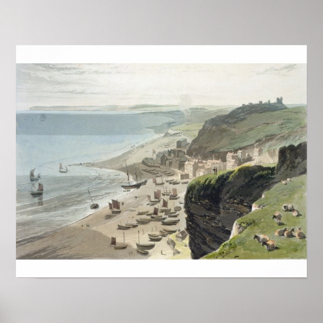 Hastings från Öster Cliff från "A Voyage Arou Poster (Framsidan)
