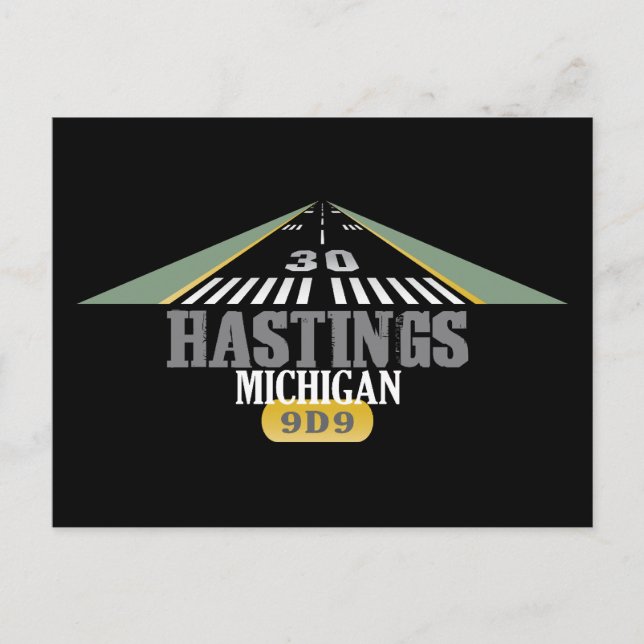 Hastings MI - Flygbana Vykort (Framsida)
