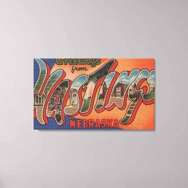 Hastings, Nebraska - Stora Brev Scenes Canvastryck (Framsida)