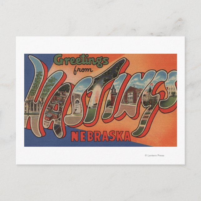 Hastings, Nebraska - Stora Brev Scenes Vykort (Framsida)