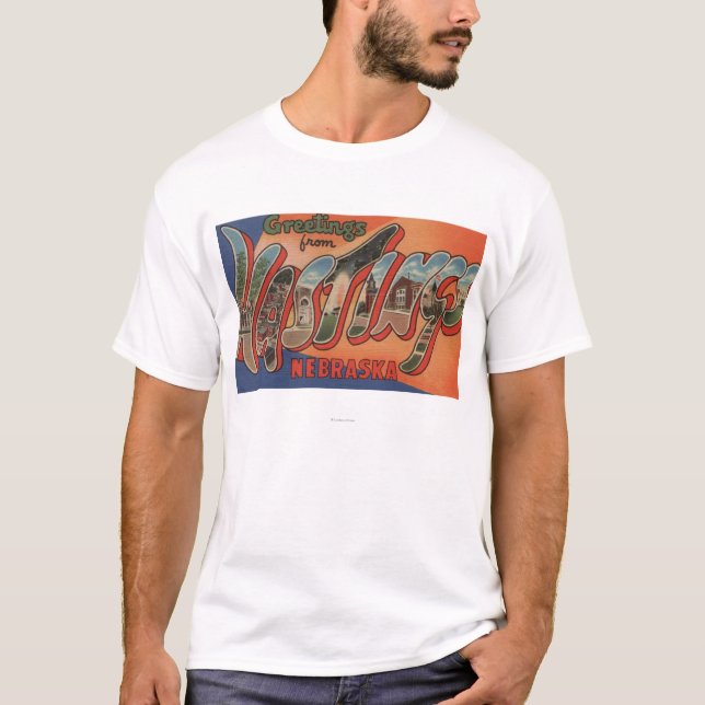 Hastings Nebraska - stora brevplatser Tee Shirt (Framsida)