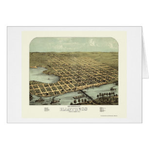 Hastings panorama- karta för MN - 1867 Hälsningskort