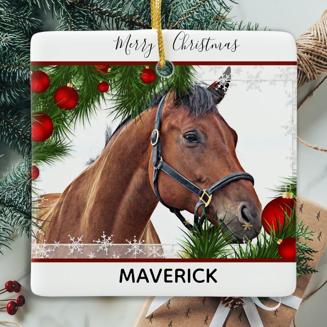 Hästjul - Equestrian Cute Pony Julgransprydnad Keramik (Skapare uppladdad)