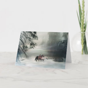 Hästjulkort, häst i Snö Helgkort