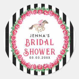 Hästkapplöpning Derby Bröllopsfest Runt Klistermärke