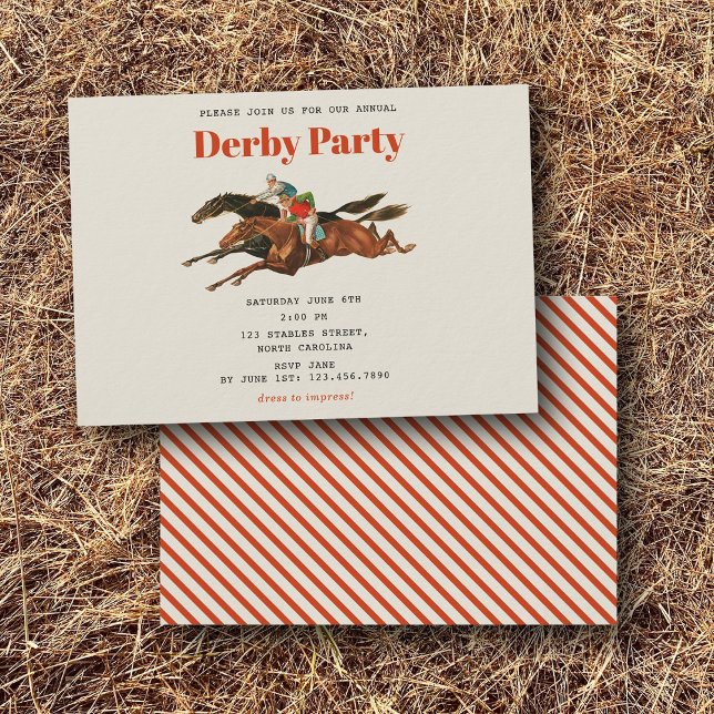 Hästkapplöpning Derby Fest Equestrian Racing Födel Inbjudningar (Race Horse Derby Party Equestrian Racing Birthday Invitation)