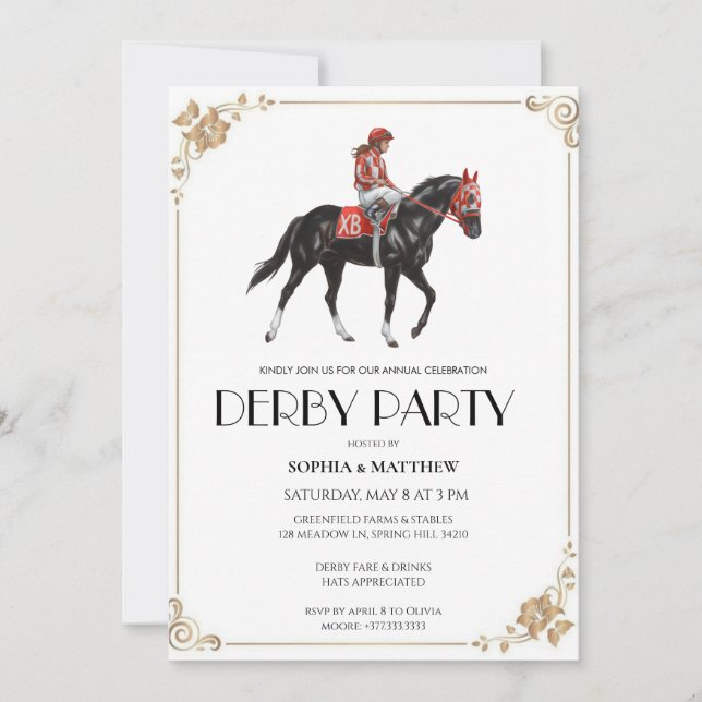 Hästkapplöpning Derbyfest Invitationskonst Inbjudningar (Framsida)