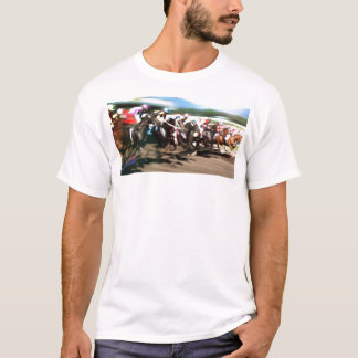 Hästkapplöpning - färgrikt grafiskt tee shirt