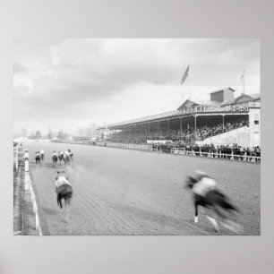Hästkapplöpning i New Orleans, 1906. Gammalt foto Poster