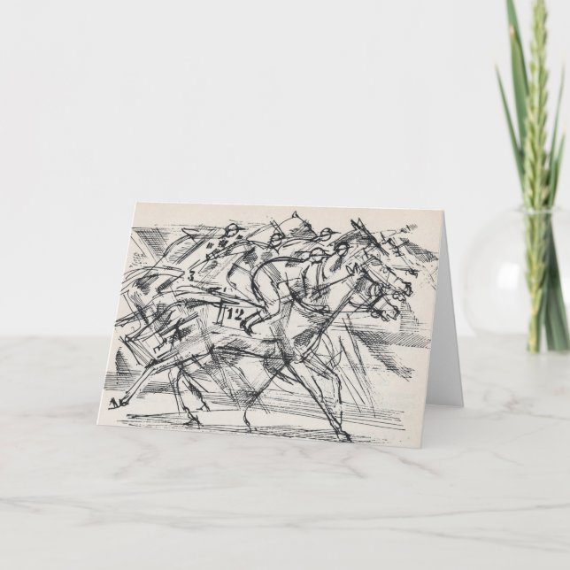 Hästkapplöpninghälsningkort Kort (Framsida)