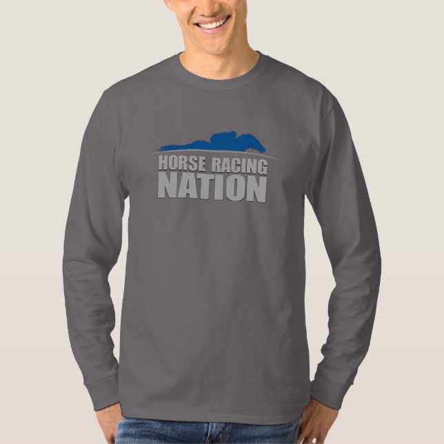 Hästkapplöpningnationmanar långa muff utslagsplats t-shirt (Framsida)