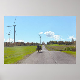 Hästkärr och vindkraftverk poster