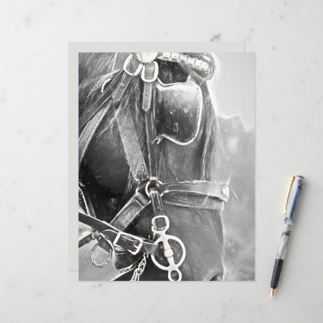 Hästkonst av Western, rustisk, svart och vit Vinta (Fram/Back In Situ)