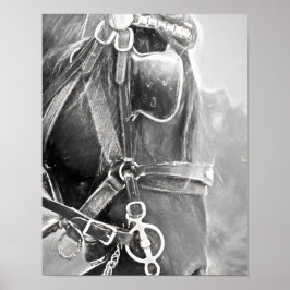 Hästkonst av Western, rustisk, svart och vit Vinta Poster