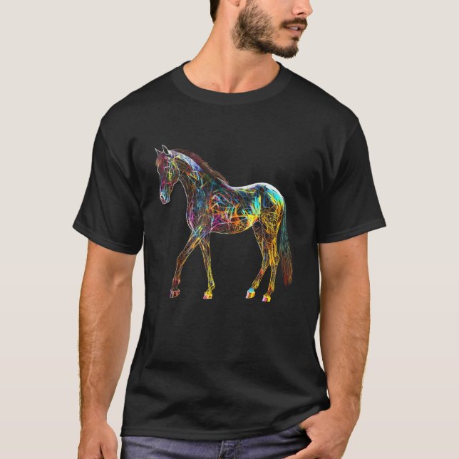 Hästkonst Färgrik Djur Häst T Shirt (Framsida)