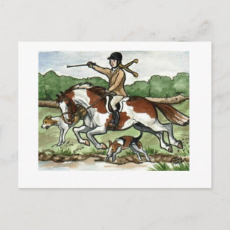 Hästkonst Foxhunt flickan på Paint ponnyn Vykort