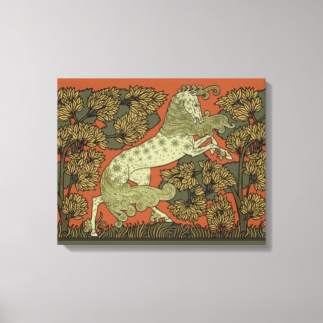Hästkonsthantverk Art nouveau Canvastryck (Framsida)