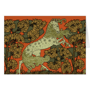 Hästkonsthantverk Art nouveau Hälsningskort