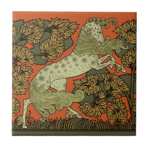 Hästkonsthantverk Art nouveau Kakelplatta
