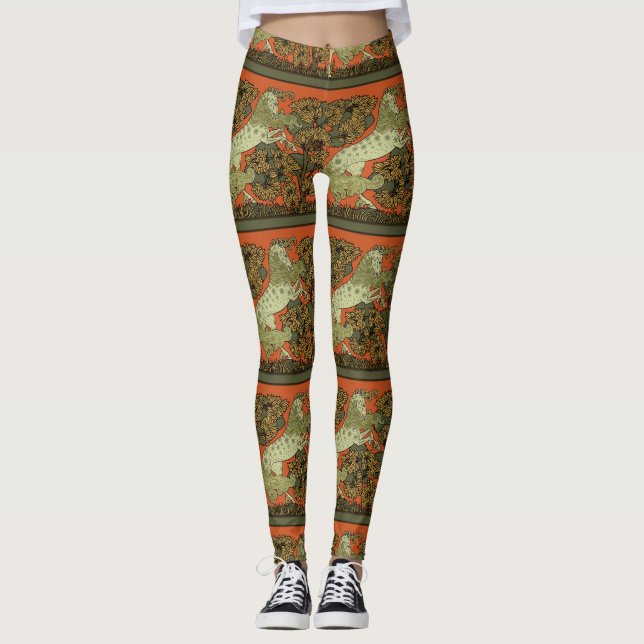 Hästkonsthantverk Art nouveau Leggings (Framsida)