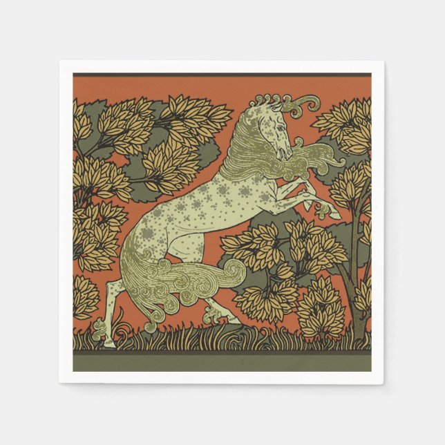 Hästkonsthantverk Art nouveau Pappersservett (Framsidan)