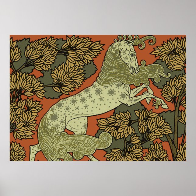 Hästkonsthantverk Art nouveau Poster (Framsidan)