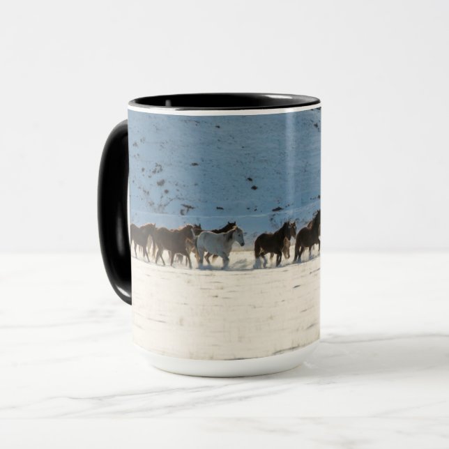 Hästkörning på vintern på Hideout Ranch Mugg (Framsida vänster)