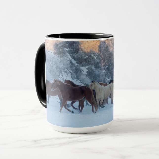 Hästkörning på vintern på Hideout Ranch Mugg (Framsida vänster)