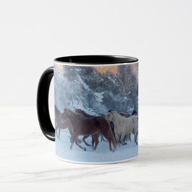 Hästkörning på vintern på Hideout Ranch Mugg (Framsida vänster)