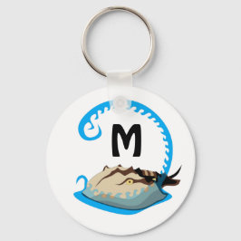 Hästkrabba som spelar i Vatten Monogram Nyckelring