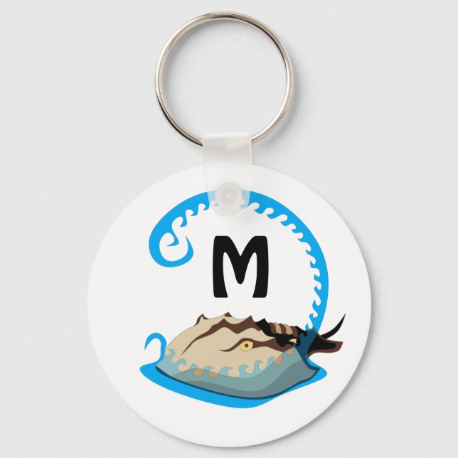 Hästkrabba som spelar i Vatten Monogram Nyckelring (Framsida)