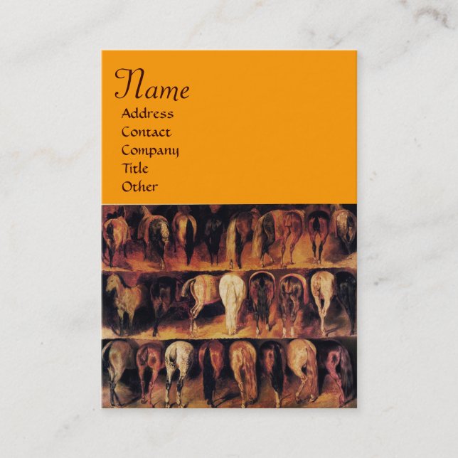 Hästkvartsparter,gult av brun orange visitkort (Framsida)