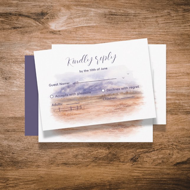 Hästlandskap Födelsedagsfest RSVP-kort Tilläggskort (Horse Landscape Birthday Party RSVP Card)
